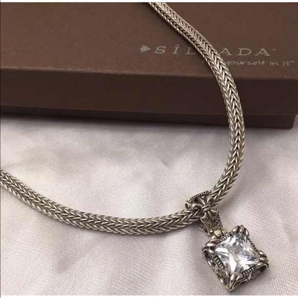 πSOLDπ Silpada N0603 Omega Sterling Chain & Uptown CZ Pendant - Picture 6 of 9